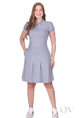 VESTIDO POLO CURTO EM MALHA COTTON CINZA - HAPUK