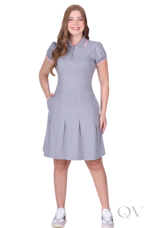 VESTIDO POLO CURTO EM MALHA COTTON CINZA - HAPUK