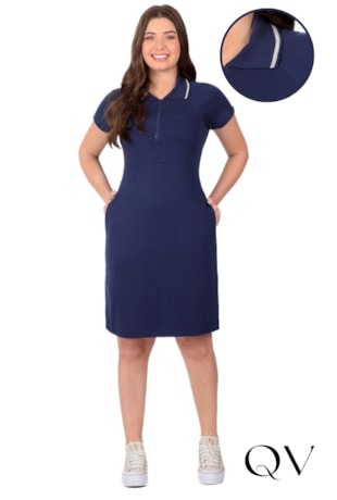 VESTIDO POLO EM MALHA SUEDINE AZUL MARINHO - HAPUK
