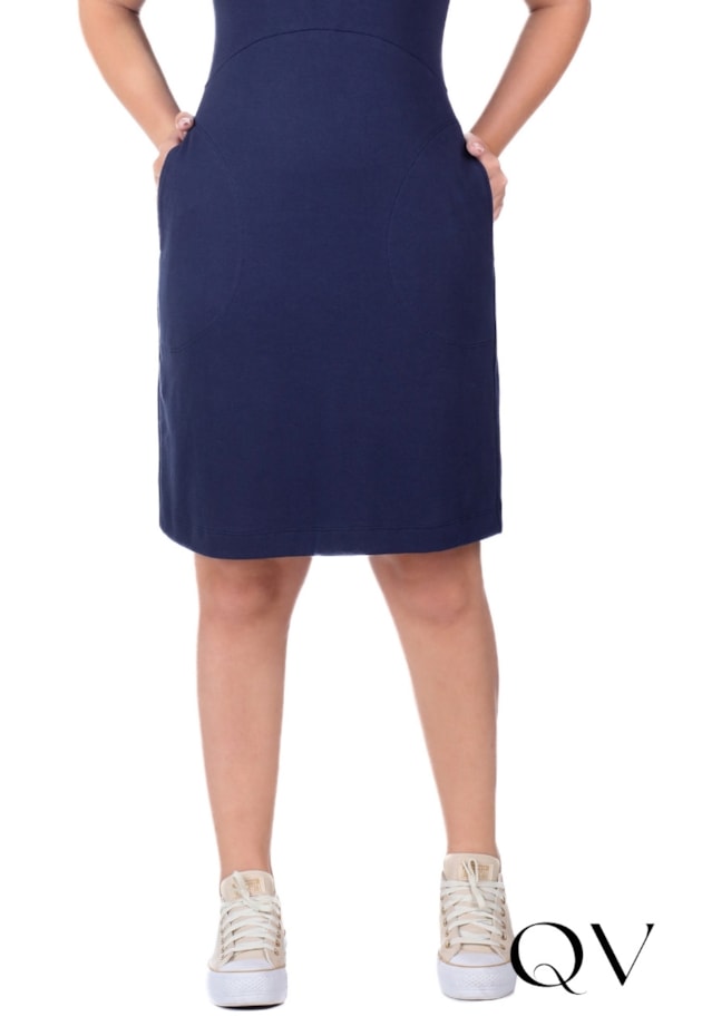 VESTIDO POLO EM MALHA SUEDINE AZUL MARINHO - HAPUK
