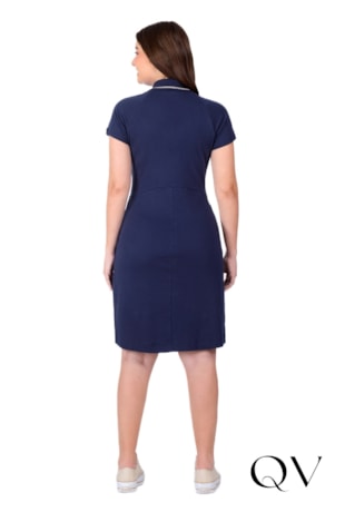 VESTIDO POLO EM MALHA SUEDINE AZUL MARINHO - HAPUK