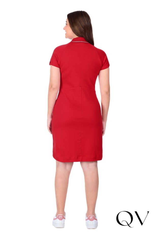 VESTIDO POLO EM MALHA SUEDINE VERMELHO - HAPUK