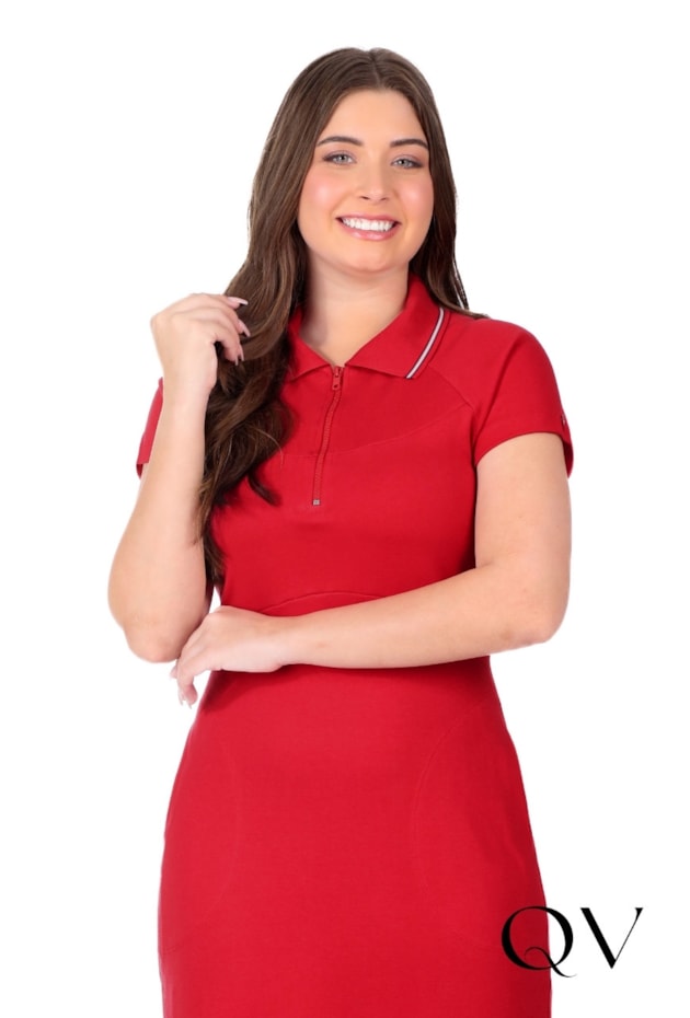 VESTIDO POLO EM MALHA SUEDINE VERMELHO - HAPUK