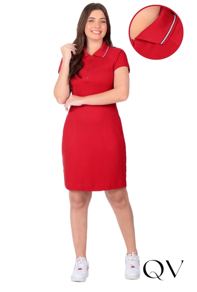 VESTIDO POLO EM MALHA SUEDINE VERMELHO - HAPUK