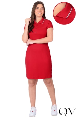 VESTIDO POLO EM MALHA SUEDINE VERMELHO - HAPUK VESTIDO POLO EM MALHA SUEDINE VERMELHO - HAPUK