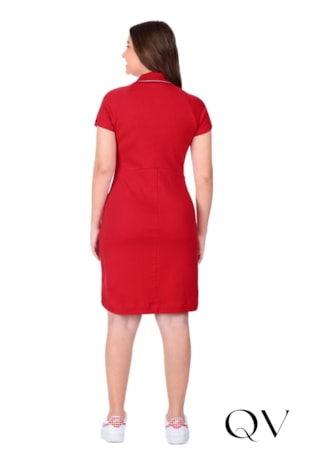 VESTIDO POLO EM MALHA SUEDINE VERMELHO - HAPUK