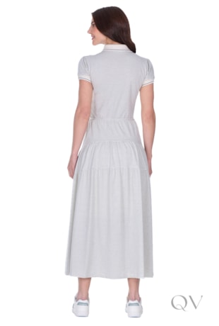 VESTIDO POLO LONGO EM MALHA LISTRADA PRETO - HAPUK