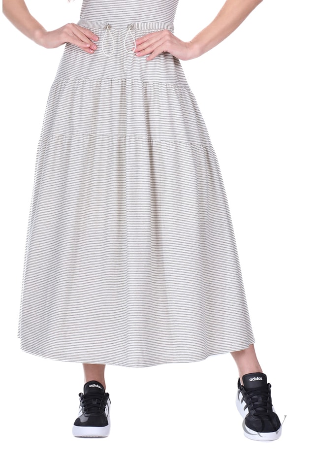 VESTIDO POLO LONGO EM MALHA LISTRADA PRETO - HAPUK