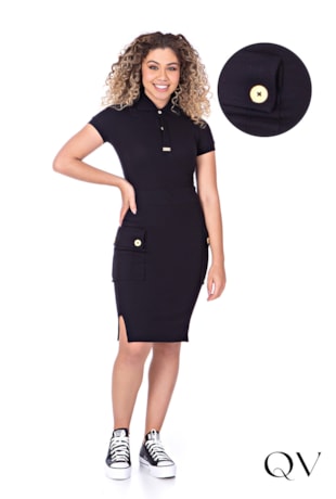 VESTIDO POLO MALHA PIQUET PRETO - HAPUK