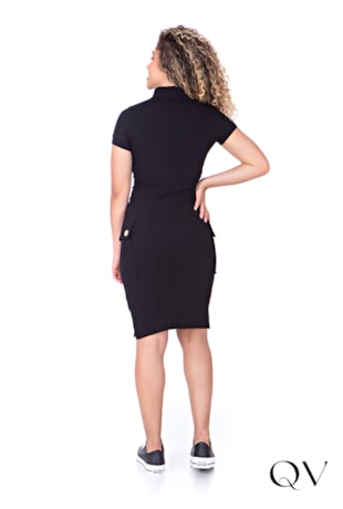 VESTIDO POLO MALHA PIQUET PRETO - HAPUK