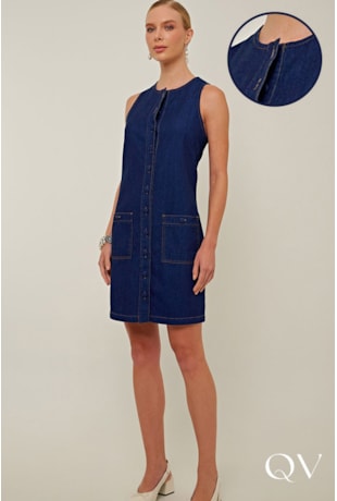 VESTIDO RETO EM JEANS AZUL - LINDA DE MORRER