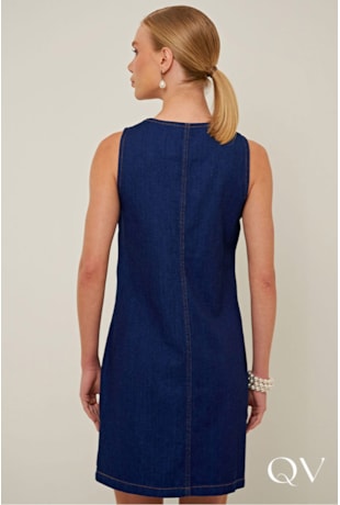 VESTIDO RETO EM JEANS AZUL - LINDA DE MORRER