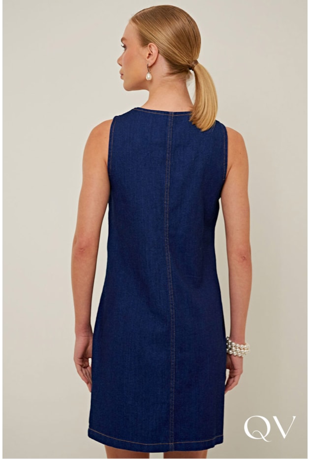 VESTIDO RETO EM JEANS AZUL - LINDA DE MORRER