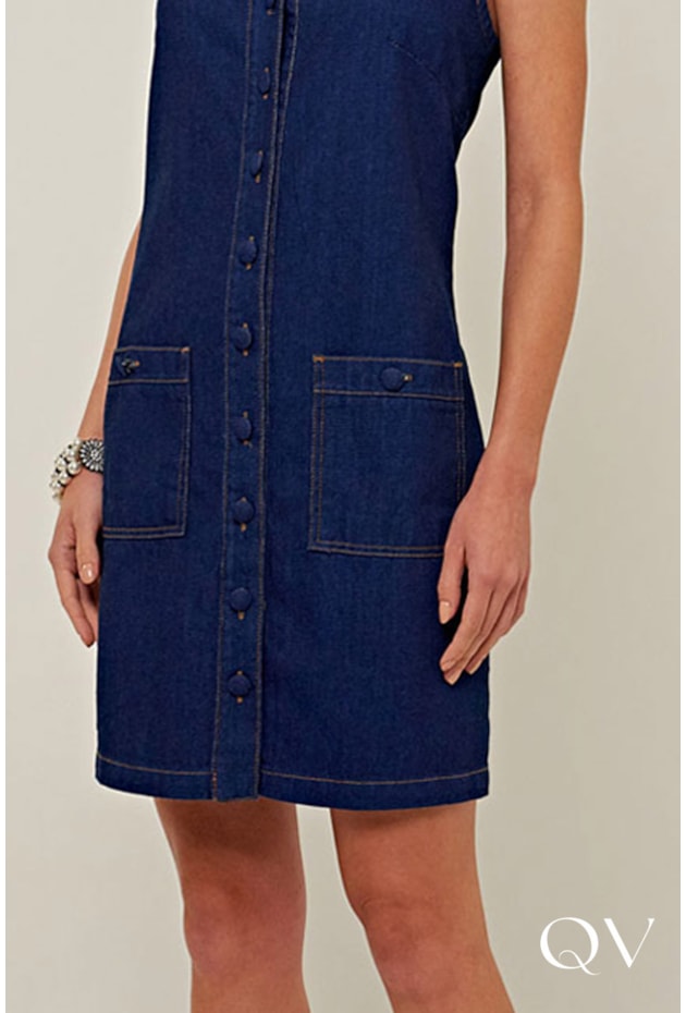 VESTIDO RETO EM JEANS AZUL - LINDA DE MORRER