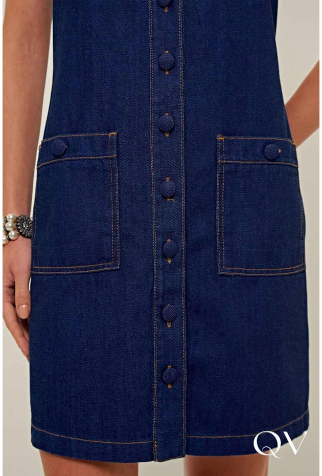 VESTIDO RETO EM JEANS AZUL - LINDA DE MORRER