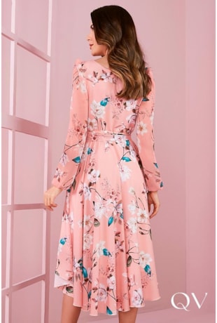 VESTIDO ROMANTIC ASSIMÉTRICO FLORAL ROSÊ - JANY PIM