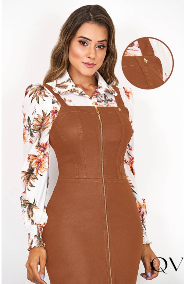 VESTIDO SALOPETE ZÍPER FRONTAL TERRACOTA - VIA TOLENTINO VESTIDO SALOPETE ZÍPER FRONTAL TERRACOTA - VIA TOLENTINO