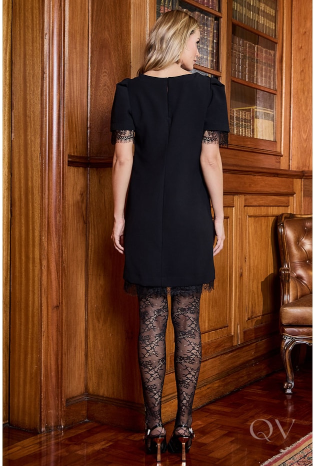 VESTIDO SATIN EM CREPE PRETO - LUZIA FAZZOLLI