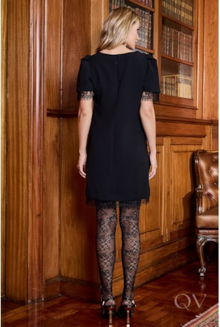 VESTIDO SATIN EM CREPE PRETO - LUZIA FAZZOLLI