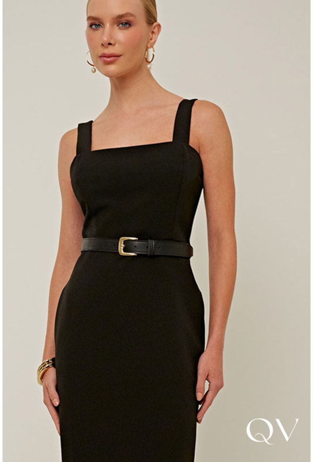 VESTIDO SLIM EM ALFAIATARIA PRETO - LINDA DE MORRER