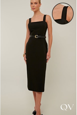 VESTIDO SLIM EM ALFAIATARIA PRETO - LINDA DE MORRER