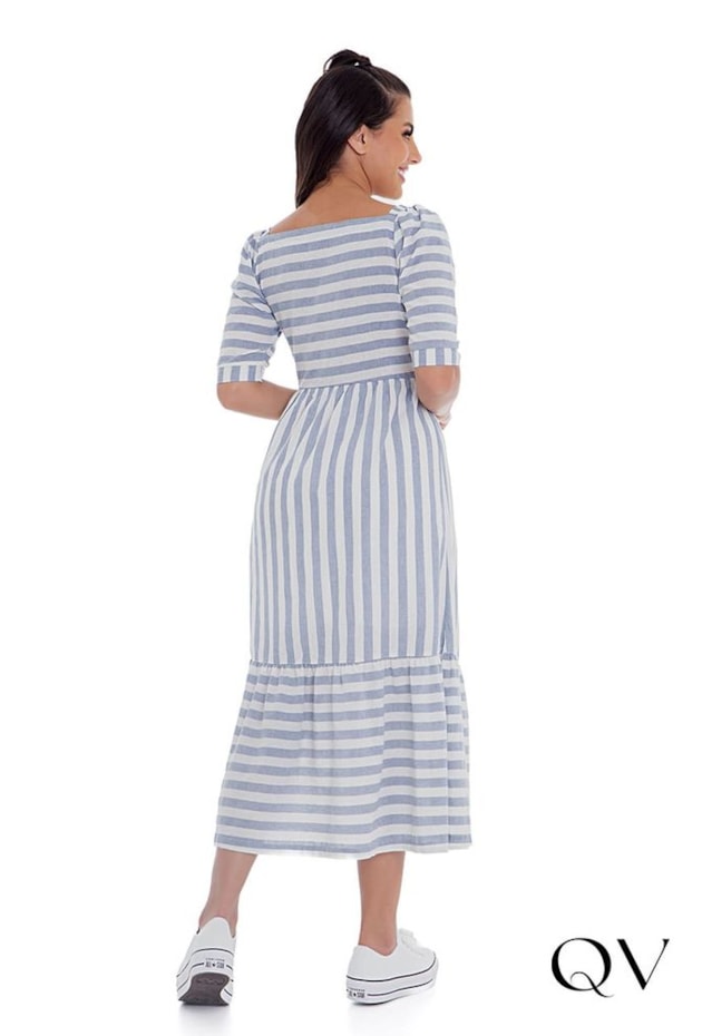 VESTIDO TECIDO PLANO LISTRADO AZUL - HAPUK VESTIDO TECIDO PLANO LISTRADO AZUL - HAPUK