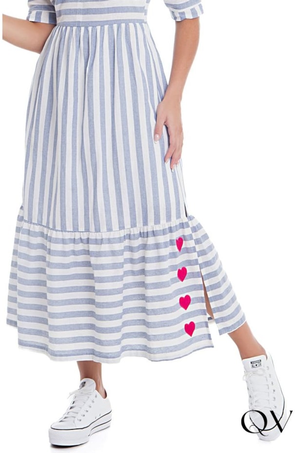 VESTIDO TECIDO PLANO LISTRADO AZUL - HAPUK VESTIDO TECIDO PLANO LISTRADO AZUL - HAPUK