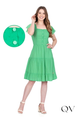 VESTIDO TEXTURIZADO COM MARIAS VERDE - HAPUK