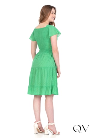 VESTIDO TEXTURIZADO COM MARIAS VERDE - HAPUK