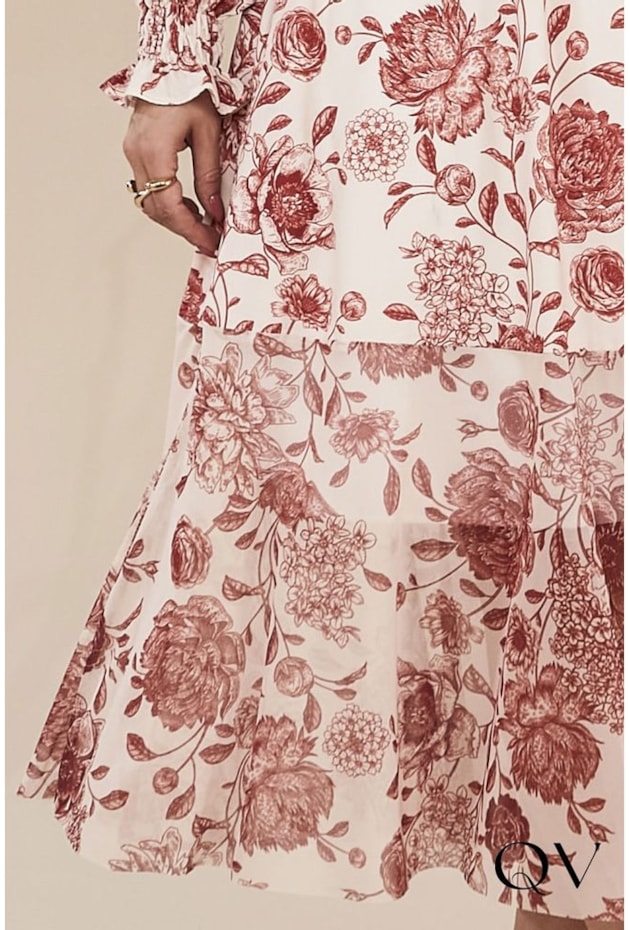 VESTIDO TOQUE DE SEDA E TULE FLORAL VERMELHO - JANY PIM VESTIDO TOQUE DE SEDA E TULE FLORAL VERMELHO - JANY PIM