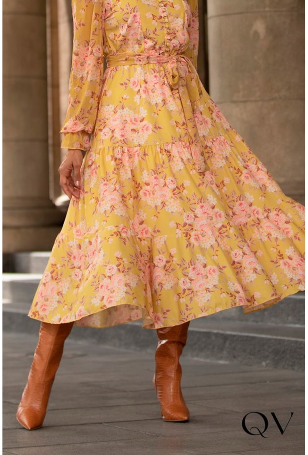 VESTIDO TOQUE DE SEDA GOLA PADRE FLORAL - JANY PIM VESTIDO TOQUE DE SEDA GOLA PADRE FLORAL - JANY PIM