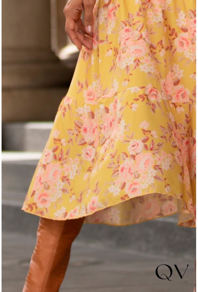 VESTIDO TOQUE DE SEDA GOLA PADRE FLORAL - JANY PIM VESTIDO TOQUE DE SEDA GOLA PADRE FLORAL - JANY PIM