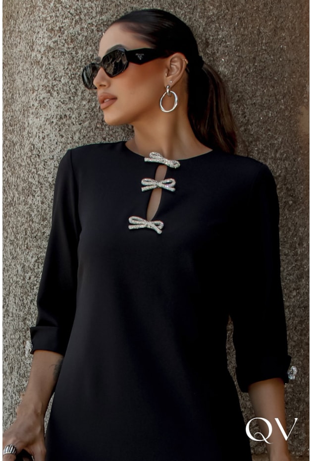 VESTIDO TRAPÉZIO CREPE PRETO - LUZIA FAZZOLLI VESTIDO TRAPÉZIO CREPE PRETO - LUZIA FAZZOLLI