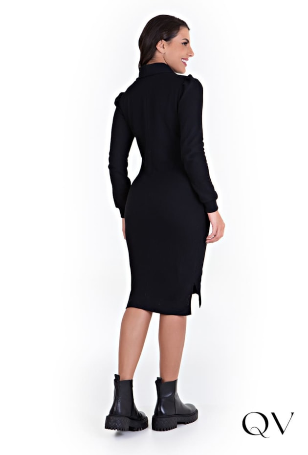 VESTIDO TRICÔ MALHA RIBANA PRETO - HAPUK VESTIDO TRICÔ MALHA RIBANA PRETO - HAPUK