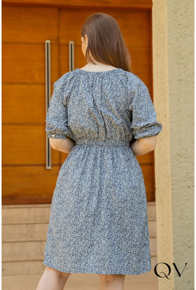 VESTIDO TRICOLINE COM BOTÕES FLORAL - VALENTINA SIRRAH VESTIDO TRICOLINE COM BOTÕES FLORAL - VALENTINA SIRRAH