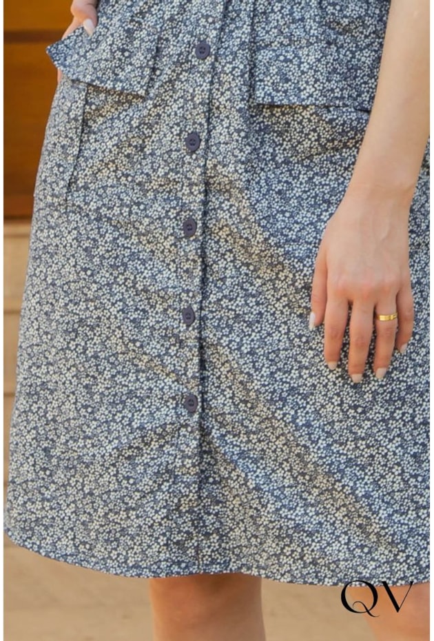 VESTIDO TRICOLINE COM BOTÕES FLORAL - VALENTINA SIRRAH VESTIDO TRICOLINE COM BOTÕES FLORAL - VALENTINA SIRRAH