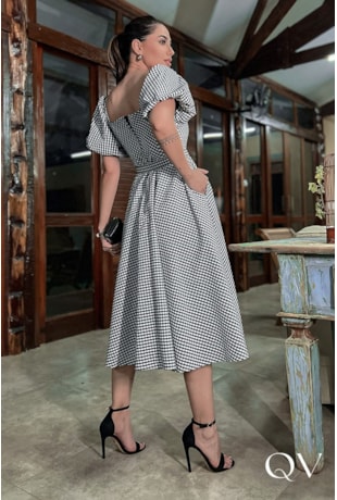 VESTIDO TRICOLINE VICHY PB - LUZIA FAZZOLLI