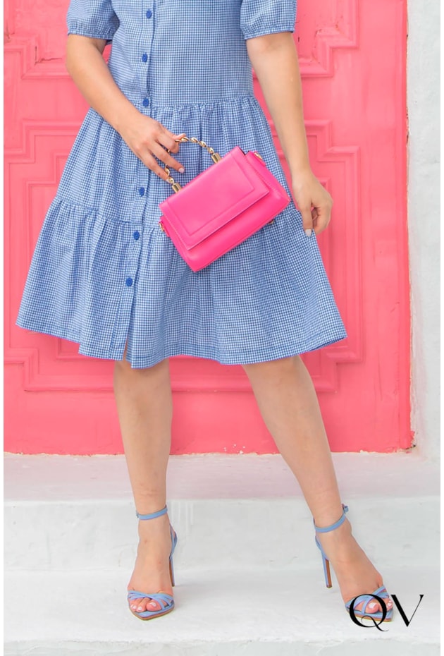 VESTIDO TRICOLINE XADREZ AZUL - VALENTINA SIRRAH VESTIDO TRICOLINE XADREZ AZUL - VALENTINA SIRRAH