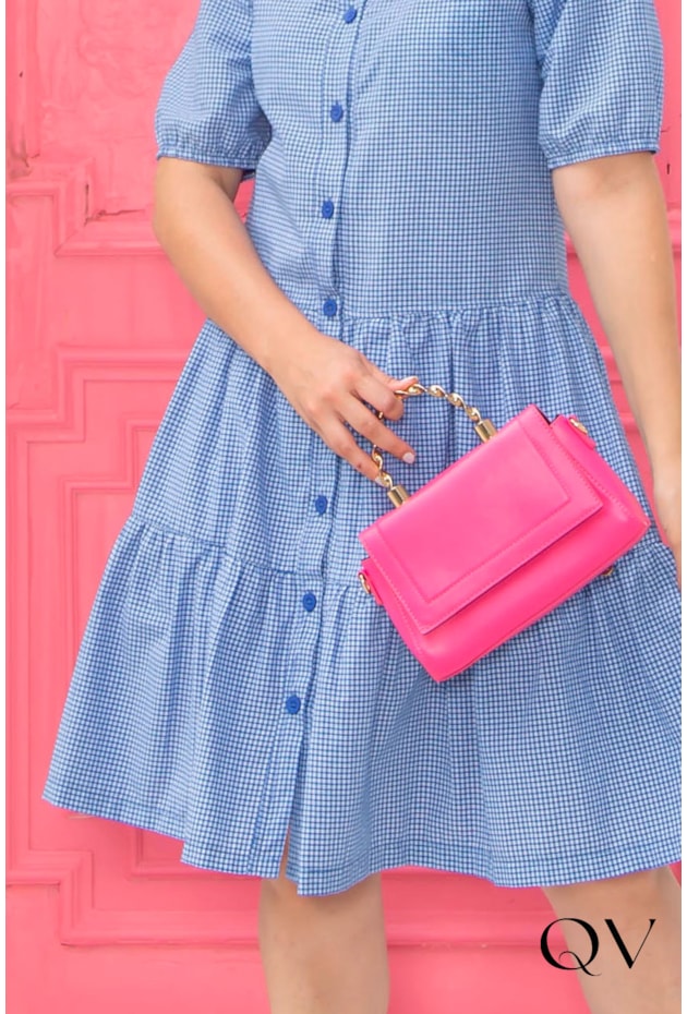 VESTIDO TRICOLINE XADREZ AZUL - VALENTINA SIRRAH VESTIDO TRICOLINE XADREZ AZUL - VALENTINA SIRRAH