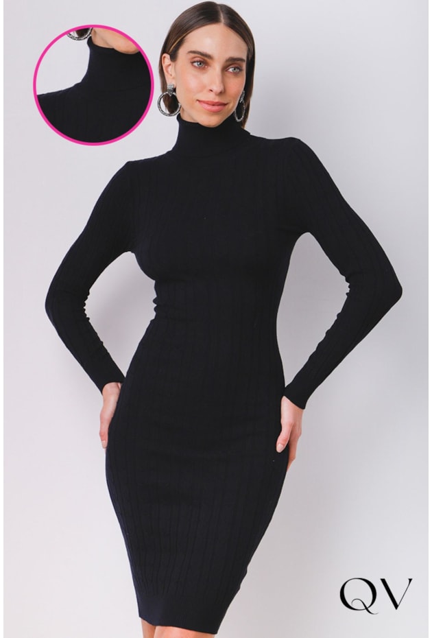 VESTIDO TRICOT GOLA ALTA PRETO - MAMÔ VESTIDO TRICOT GOLA ALTA PRETO - MAMÔ