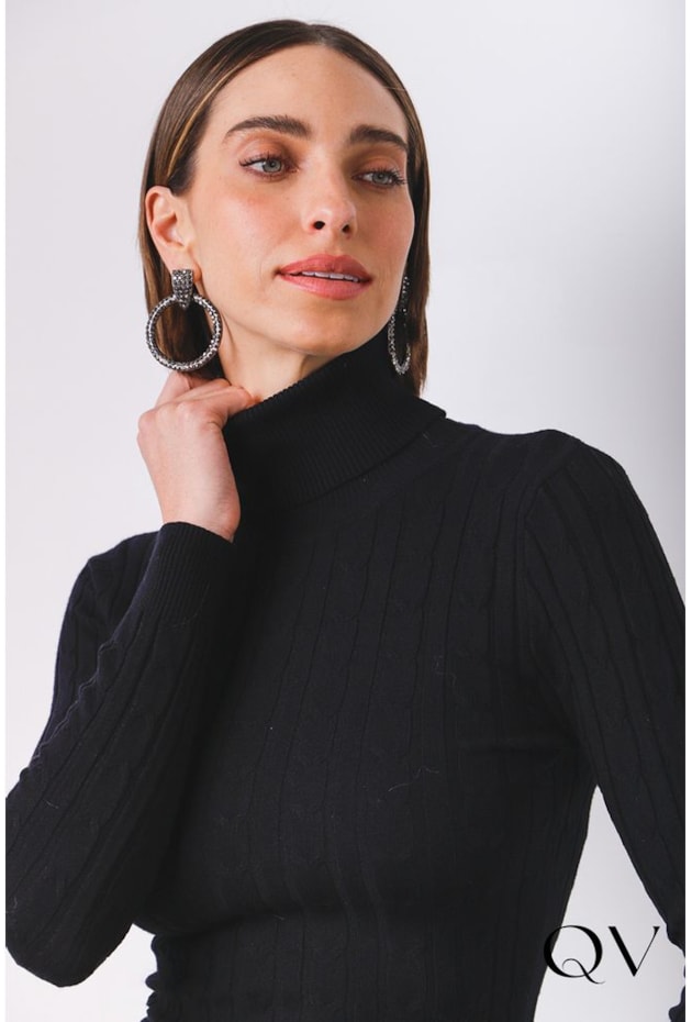 VESTIDO TRICOT GOLA ALTA PRETO - MAMÔ VESTIDO TRICOT GOLA ALTA PRETO - MAMÔ
