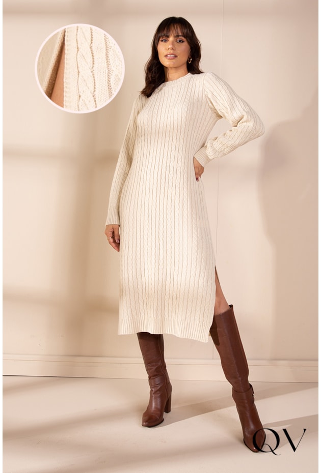 VESTIDO TRICOT MANGA LONGA NUDE - LEKAZIS VESTIDO TRICOT MANGA LONGA NUDE - LEKAZIS