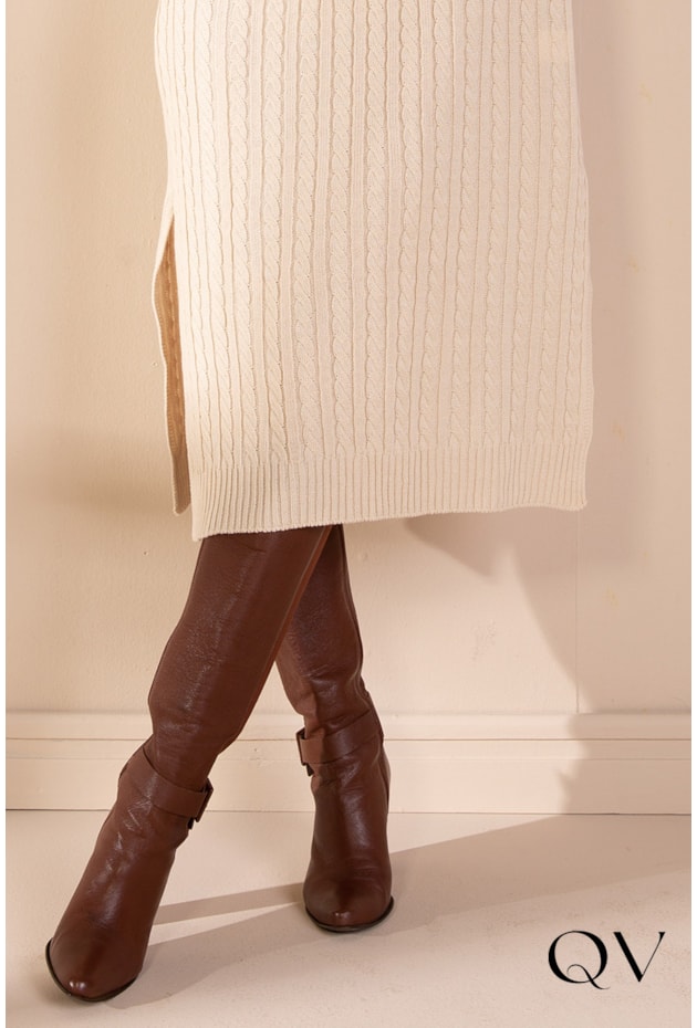 VESTIDO TRICOT MANGA LONGA NUDE - LEKAZIS VESTIDO TRICOT MANGA LONGA NUDE - LEKAZIS