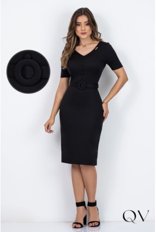 VESTIDO TUBINHO ALFAIATARIA PRETO - VIA TOLENTINO