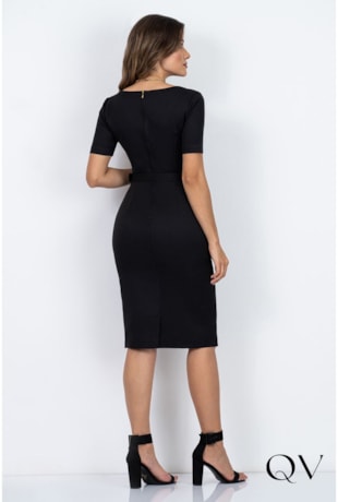 VESTIDO TUBINHO ALFAIATARIA PRETO - VIA TOLENTINO