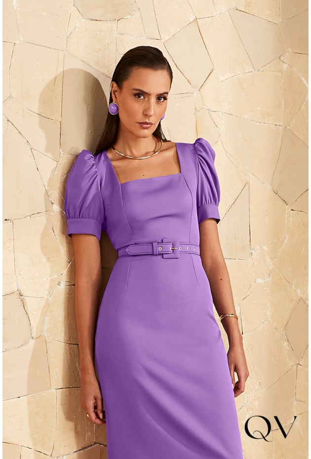 VESTIDO TUBINHO ALFAIATARIA ROXO - JANY PIM