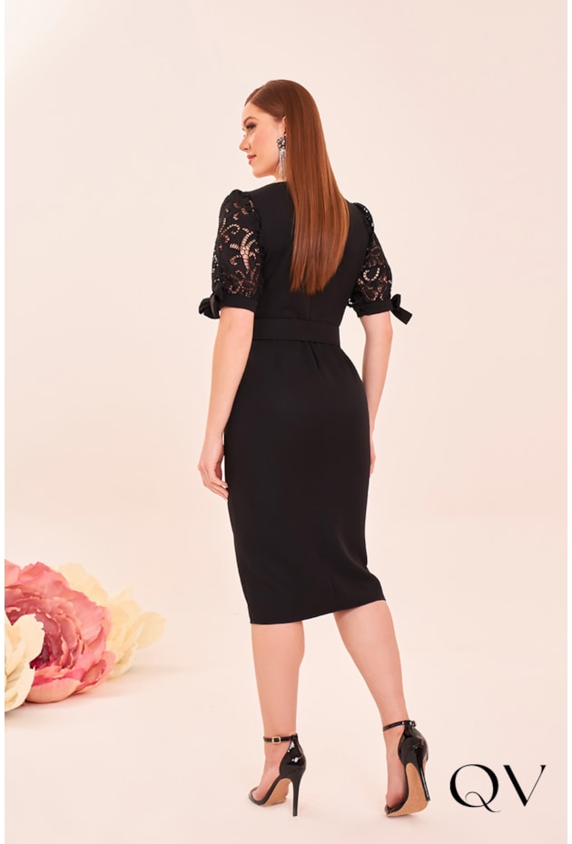 VESTIDO TUBINHO BORDADO RECHILIEU PRETO - FASCÍNIUS VESTIDO TUBINHO BORDADO RECHILIEU PRETO - FASCÍNIUS