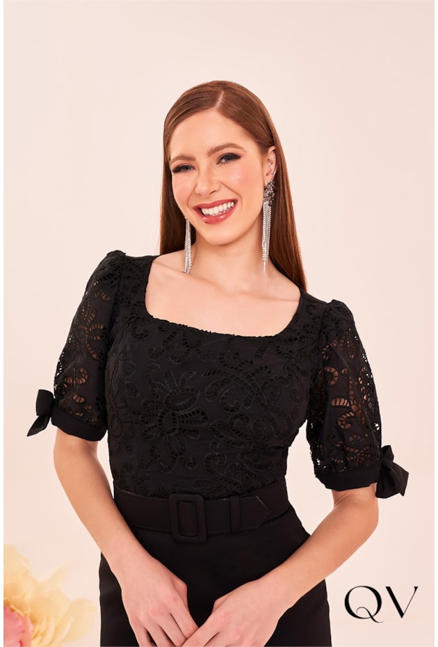VESTIDO TUBINHO BORDADO RECHILIEU PRETO - FASCÍNIUS VESTIDO TUBINHO BORDADO RECHILIEU PRETO - FASCÍNIUS