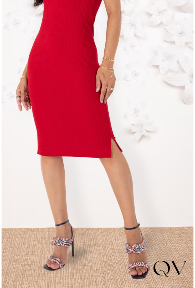 VESTIDO TUBINHO CANELADO VERMELHO - LEKAZIS
