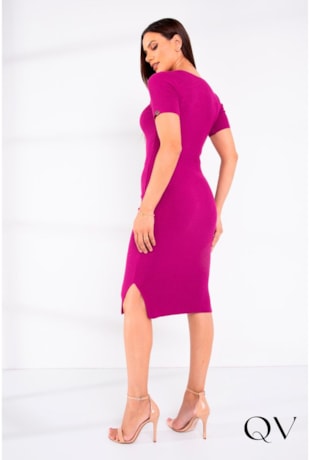VESTIDO TUBINHO EM TRICOT PINK - LEKAZIS